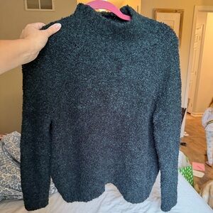 LOFT Green/Black Women's Turtleneck Sweater- knit material